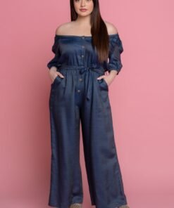 ΟΛΟΣΩΜΗ ΦΟΡΜΑ DENIM ΜΕ ΚΟΝΤΟ ΜΑΝΙΚΙ ΚΑΙ ΛΑΣΤΙΧΟ